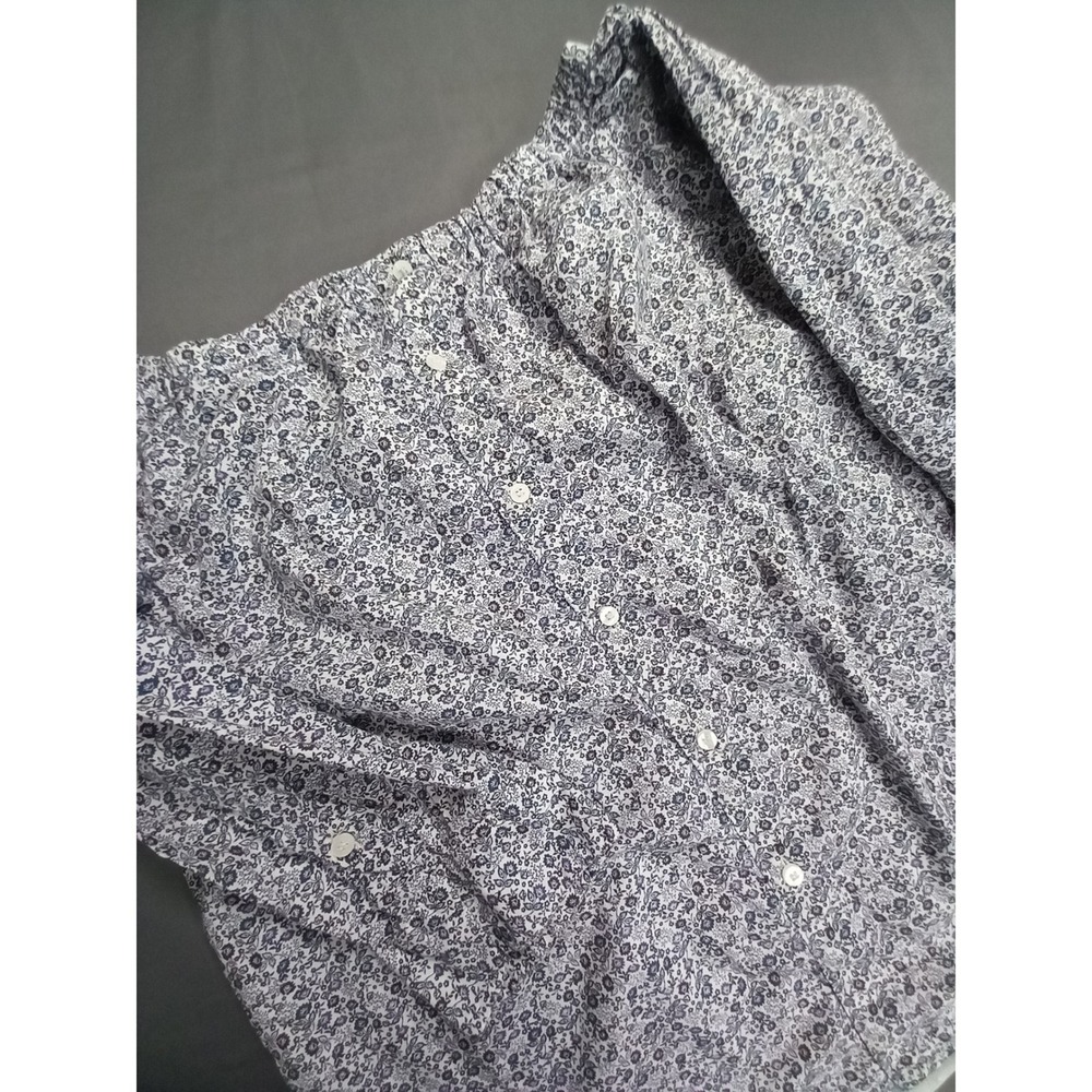 Cottagecore Ditsy Floral Blue White Button‎ Up Top Cotton Micro Floral Blouse